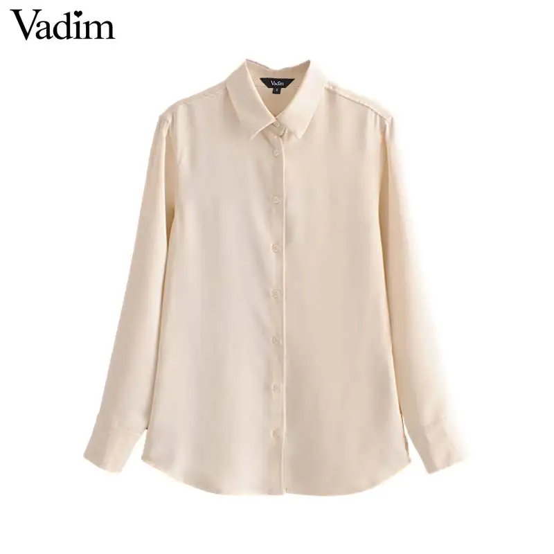 Vadim women elegant solid blouse turn down collar long sleeve simple shirt female fashion office wear basic tops blusas LB205
Vadim women elegant solid blouse turn down collar long sleeve simple shirt female fashion office wear basic tops blusas LB205