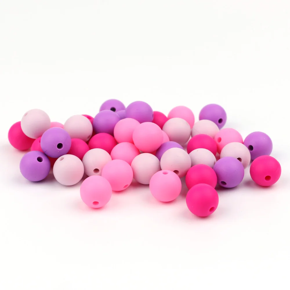 

TYRY.HU 40Pcs Silicone Beads Baby Teething Teether Safe Toy Pacifier Chain Loose Teether Bead Food Grade Silicone BPA Free 12mm
