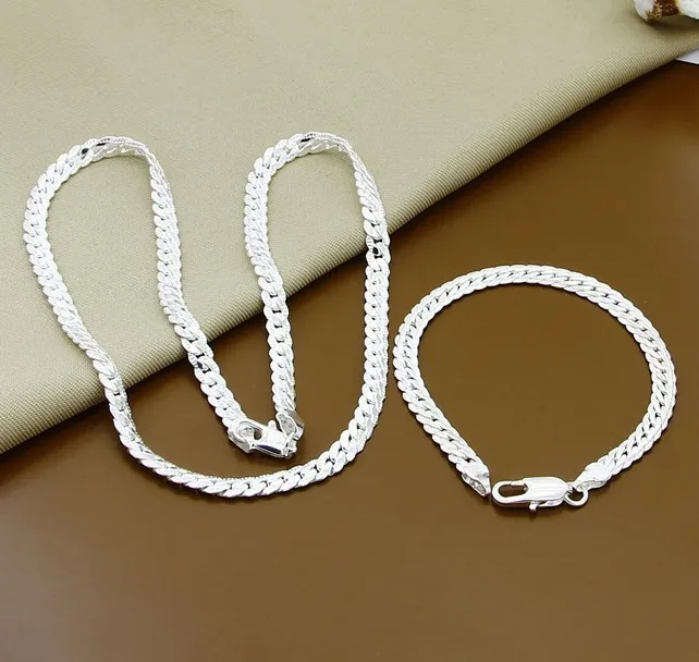 2 Piece 925 Sterling Silver Necklace Bracelet Jewelry Set Cheap Bridal Party Sets Mens 6M Whole Sideway Fashion Silver Necklace
2 Piece 925 Sterling Silver Necklace Bracelet Jewelry Set Cheap Bridal Party Sets Mens 6M Whole Sideway Fashion Silver Necklace