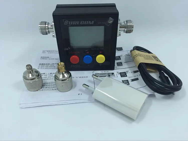 VSWR 1.00-19.9 Digital VHF UHF 125-525mhz SURECOM SW-102 With 2pcs RF Adaptor for Radio testable Walkie Talkie SWR Meter 120W
VSWR 1.00-19.9 Digital VHF UHF 125-525mhz SURECOM SW-102 With 2pcs RF Adaptor for Radio testable Walkie Talkie SWR Meter 120W