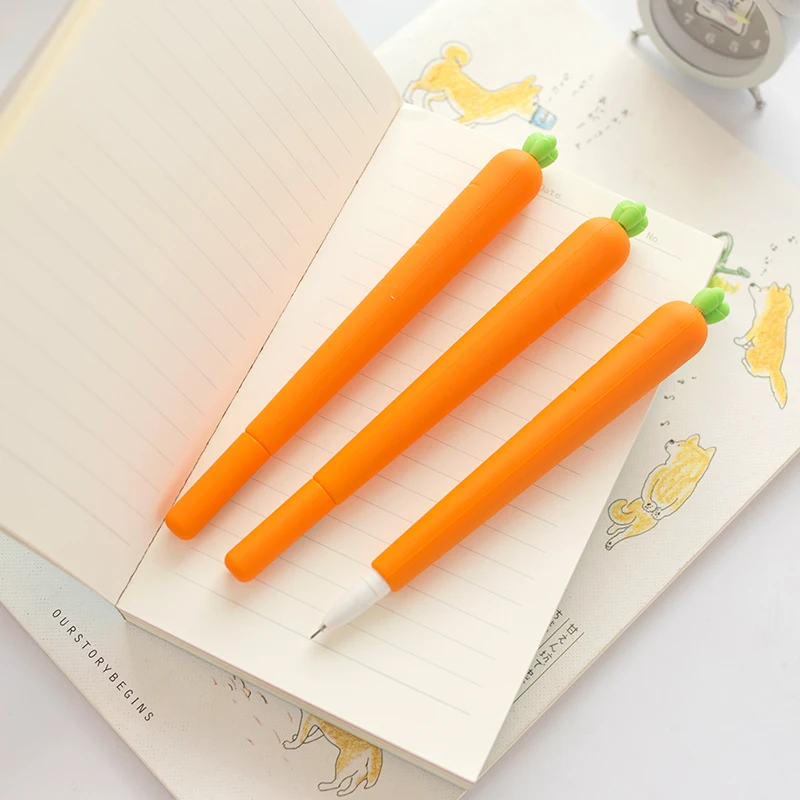 12 pcs/Lot Novelty Vegetable Carrot gel pen Soft touch body 0.5mm black color pens stationery Office school supplies FB287
12 pcs/Lot Novelty Vegetable Carrot gel pen Soft touch body 0.5mm black color pens stationery Office school supplies FB287