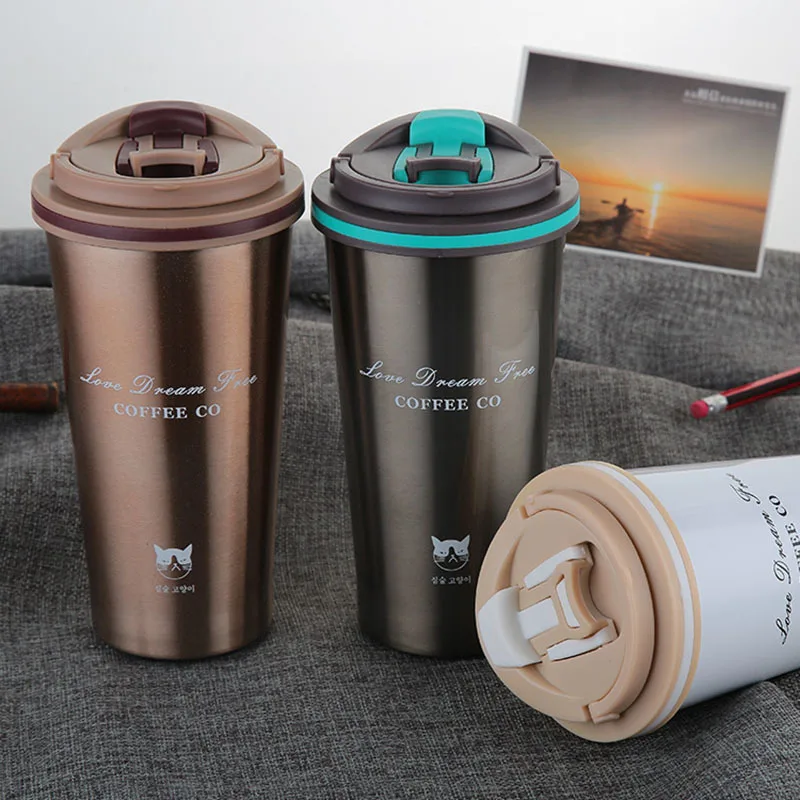 

500ML Thermos Mug Coffee Cup with Lid Thermocup Seal Stainless Steel vacuum flasks Thermoses Thermo mug for Car My Water Bottle