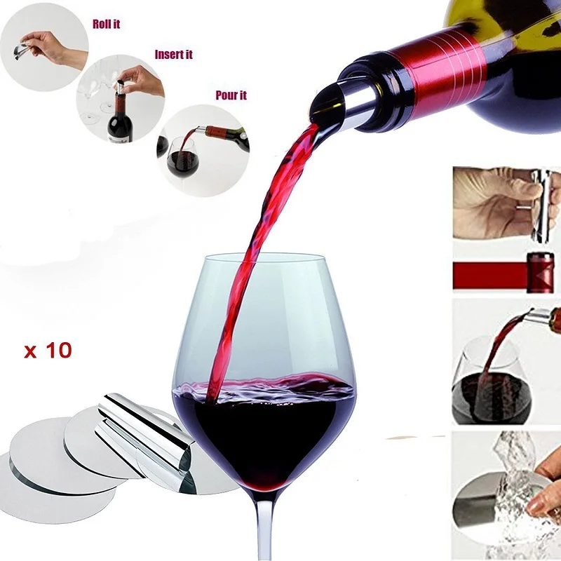10pcs Silver Aluminum Foil Wine Pourer Disc Foldable Flexible Drip Stop Pour Spouts Disk Drop Stop Pouring Disks
10pcs Silver Aluminum Foil Wine Pourer Disc Foldable Flexible Drip Stop Pour Spouts Disk Drop Stop Pouring Disks