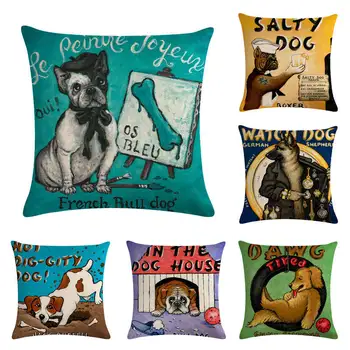 

Animal Dog Cushion Cover Corgi Pug Pillow Case French Bulldog Chihuahua Pillow Case Covers Home Decorative 45x45cm Throw Pillow