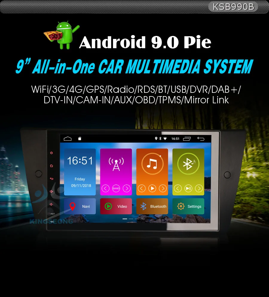 Flash Deal 9" Android 9.0 Autoradio DAB+ Car Stereo Radio OBD DVT-IN for BMW 3 Series E90 E91 E92 E93 GPS Sat Nav 4G+WIFI Bluetooth 0