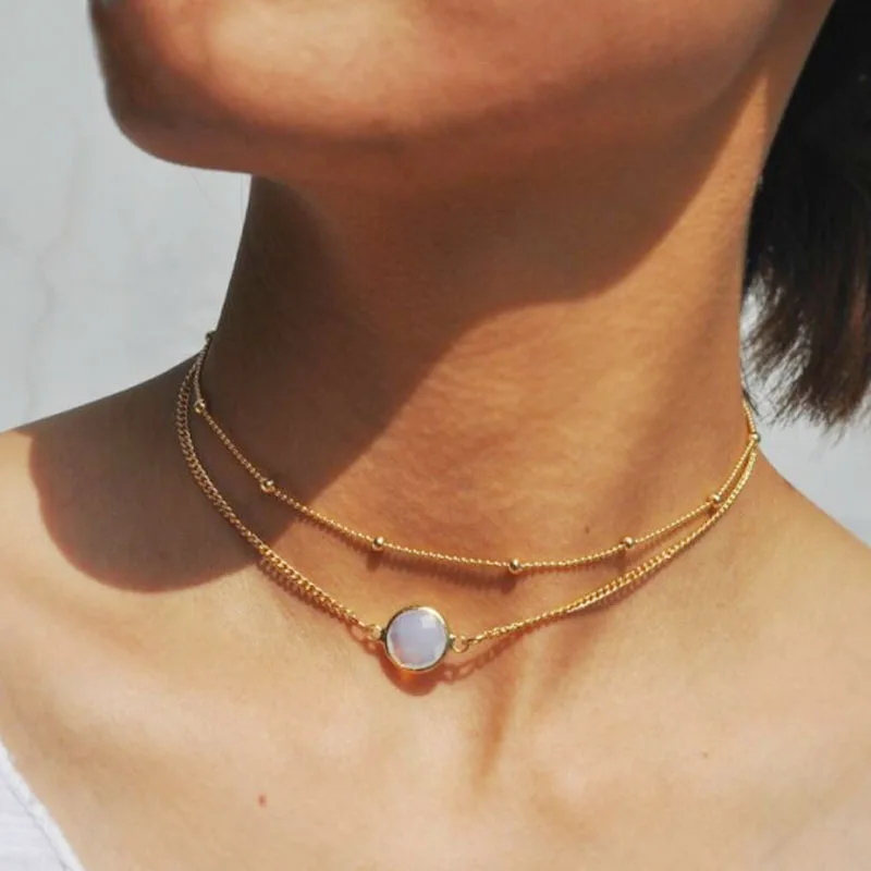 Choker Necklace Fine Chain With Metal Beads Necklace Natural Stone Necklace For Women Fashion Collier Femme Short Necklace
Choker Necklace Fine Chain With Metal Beads Necklace Natural Stone Necklace For Women Fashion Collier Femme Short Necklace