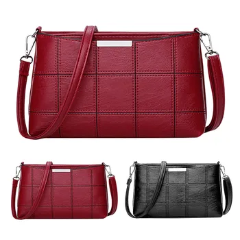 Women Pure Color Crossbody Bag Simple Handbag Leather Plaid Messenger Bag Shoulder Small Square Bags сумка женская bolso mujer T
Women Pure Color Crossbody Bag Simple Handbag Leather Plaid Messenger Bag Shoulder Small Square Bags сумка женская bolso mujer T