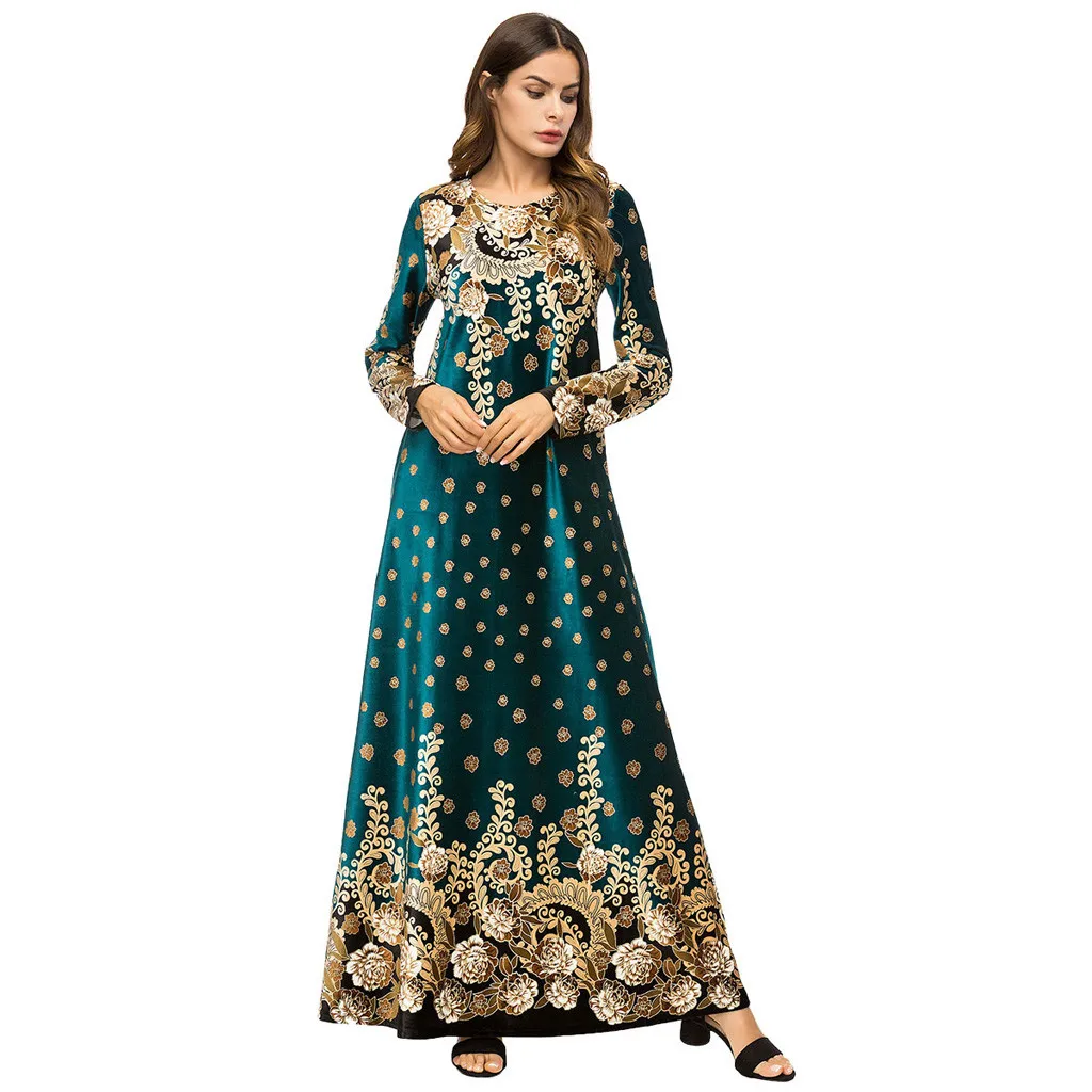 Fashion 1PC Muslim Dress Women's Long-sleeved Polyester Boutique Print Dress Muslim Robes England Style O-Neck Dropship Apr10
Fashion 1PC Muslim Dress Women's Long-sleeved Polyester Boutique Print Dress Muslim Robes England Style O-Neck Dropship Apr10