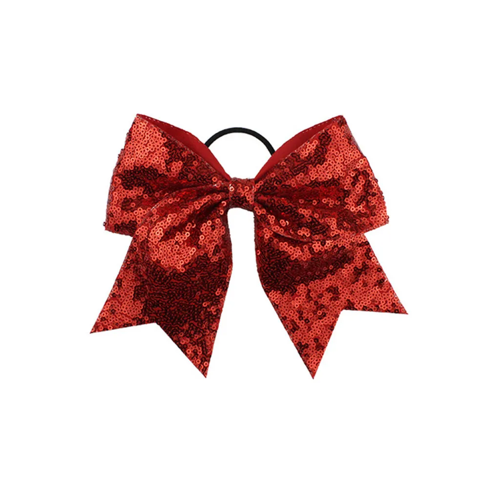 Fashion Full Sequin Bling Cheer Hair Bow with Elastic Band Cheerleading For Girls Baby Girl Hair Accessories Opaska Niemowlak