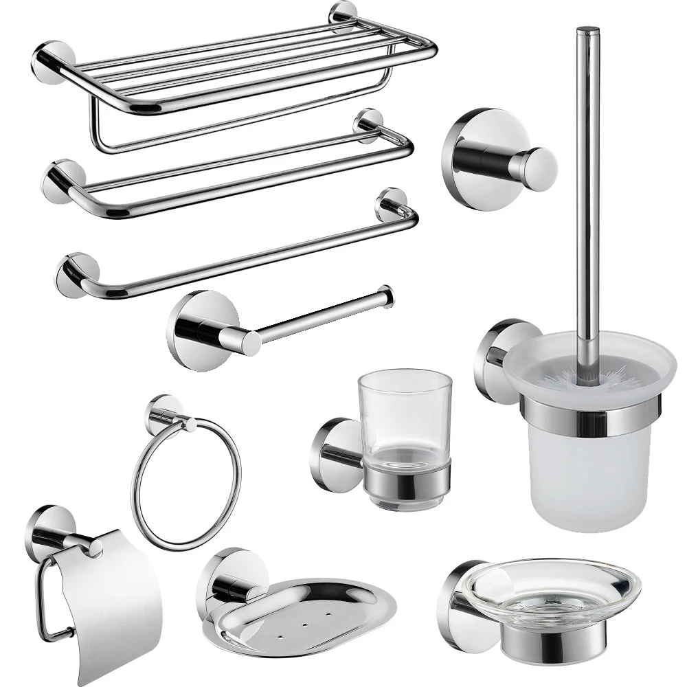 SUS 304 Stainless Steel Bathroom Hardware Set Chrome Polished Toothbrush Holder Paper Holder Towel Bar Bathroom Accessories
SUS 304 Stainless Steel Bathroom Hardware Set Chrome Polished Toothbrush Holder Paper Holder Towel Bar Bathroom Accessories