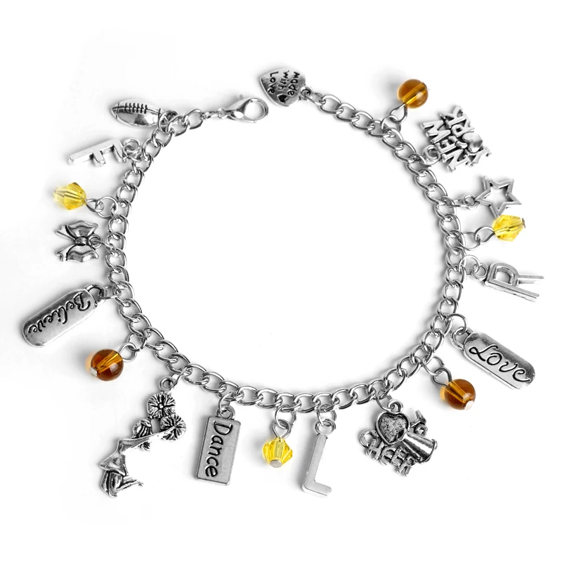 Glee Bracelets for Women Chain Bangle Love to cheer Megaphone Bracelet Cheerleader Cheer Girls Charms Jewelry Crystal Wristbands
Glee Bracelets for Women Chain Bangle Love to cheer Megaphone Bracelet Cheerleader Cheer Girls Charms Jewelry Crystal Wristbands