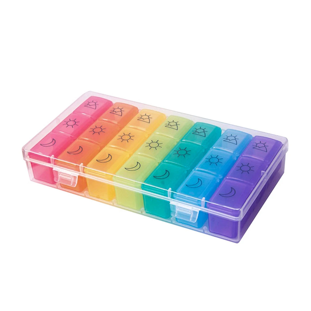 21-grid Lightweight Safe Compartment Pill Case Portable Weekly Dispenser Tablet Hygienic Travel Rainbow Colored
21-grid Lightweight Safe Compartment Pill Case Portable Weekly Dispenser Tablet Hygienic Travel Rainbow Colored
