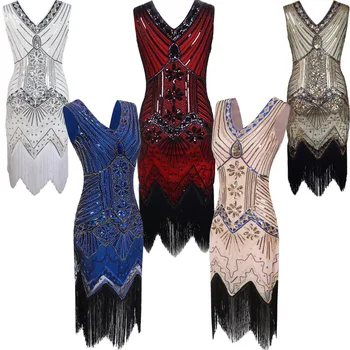 1920 s Vintage Ballroom Gold Dresses Women Sequins Dress V Neck tassels Beaded Party Dress Cosplay Costume Great Gatsby Dress
1920 s Vintage Ballroom Gold Dresses Women Sequins Dress V Neck tassels Beaded Party Dress Cosplay Costume Great Gatsby Dress