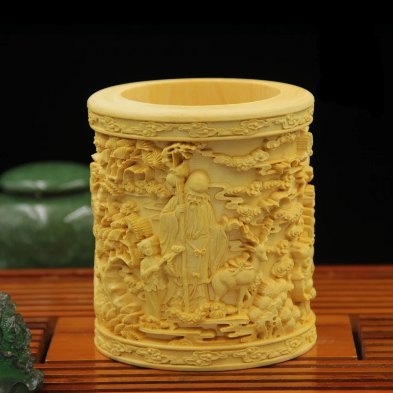 Carved solid wood pen holder Decoration of Boxwood arts and crafts home furnishings gift handmade artwork
Carved solid wood pen holder Decoration of Boxwood arts and crafts home furnishings gift handmade artwork