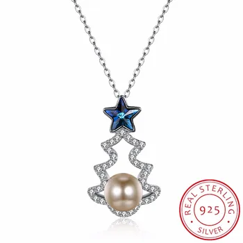Blue Star Crystal From Swarovski 925 Sterling Silver Christmas Tree Pearl Pendant Necklaces Collares For Women Fine Jewelry
Blue Star Crystal From Swarovski 925 Sterling Silver Christmas Tree Pearl Pendant Necklaces Collares For Women Fine Jewelry