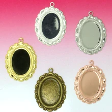 

20pcs 13*18mm Five colour Pendant Blank base DIY handwork Jewelry Bezel Setting Tray for Cameo Cabochons Gold Silver-Plated