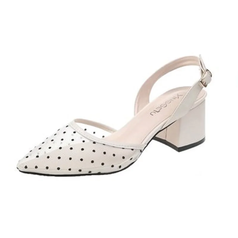 Pointed high-heeled shoes thick with ins tide wave point mesh baotou back empty hollow word with high-heeled lace
Pointed high-heeled shoes thick with ins tide wave point mesh baotou back empty hollow word with high-heeled lace