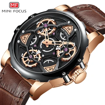 MINIFOCUS New Luxury Leather Sport Watch Brand Men 3D Hollow Dial Waterproof Military Quartz Watches Rotating Wheel Design Clock
MINIFOCUS New Luxury Leather Sport Watch Brand Men 3D Hollow Dial Waterproof Military Quartz Watches Rotating Wheel Design Clock