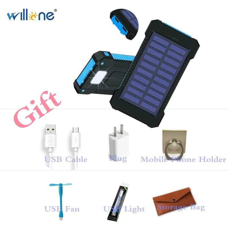 Willone Solar Panel Power Bank 20000mah 2 USB Ports External Charger Powerbank for Smartphone with LED Light
Willone Solar Panel Power Bank 20000mah 2 USB Ports External Charger Powerbank for Smartphone with LED Light