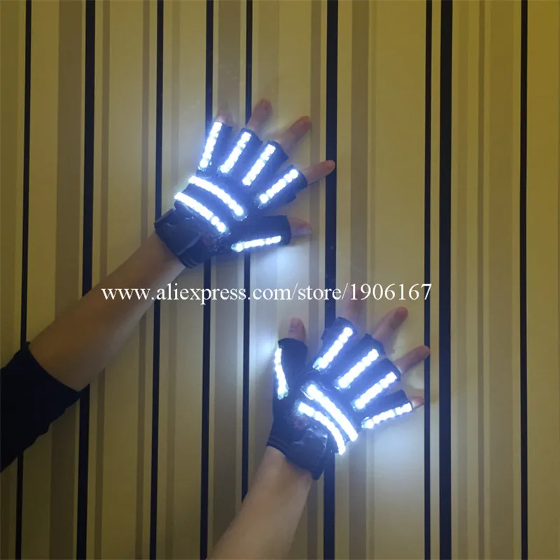 2018 New Led Light Up White Color Luminous GLoves For DJ Club Party Christmas Halloween Decoration Event & Party Supplies03