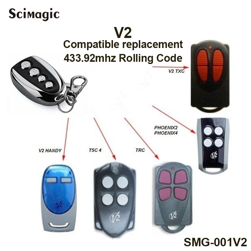 V2 TSC TRC TXC HANDY Phoenix 2 4 PHOX-2 V2 PHOX2 PHOX4 garage remote control V2 remote control 433.92MHz
V2 TSC TRC TXC HANDY Phoenix 2 4 PHOX-2 V2 PHOX2 PHOX4 garage remote control V2 remote control 433.92MHz