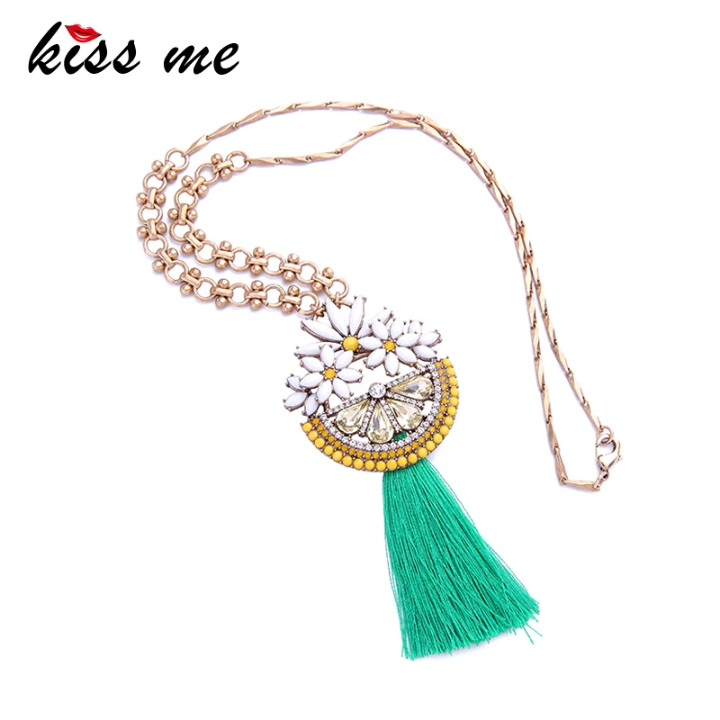 KISS ME Long Necklace Personalized Fan Shape Daisy Green Tassel Necklaces & Pendants Ethnic Women Jewelry
KISS ME Long Necklace Personalized Fan Shape Daisy Green Tassel Necklaces & Pendants Ethnic Women Jewelry