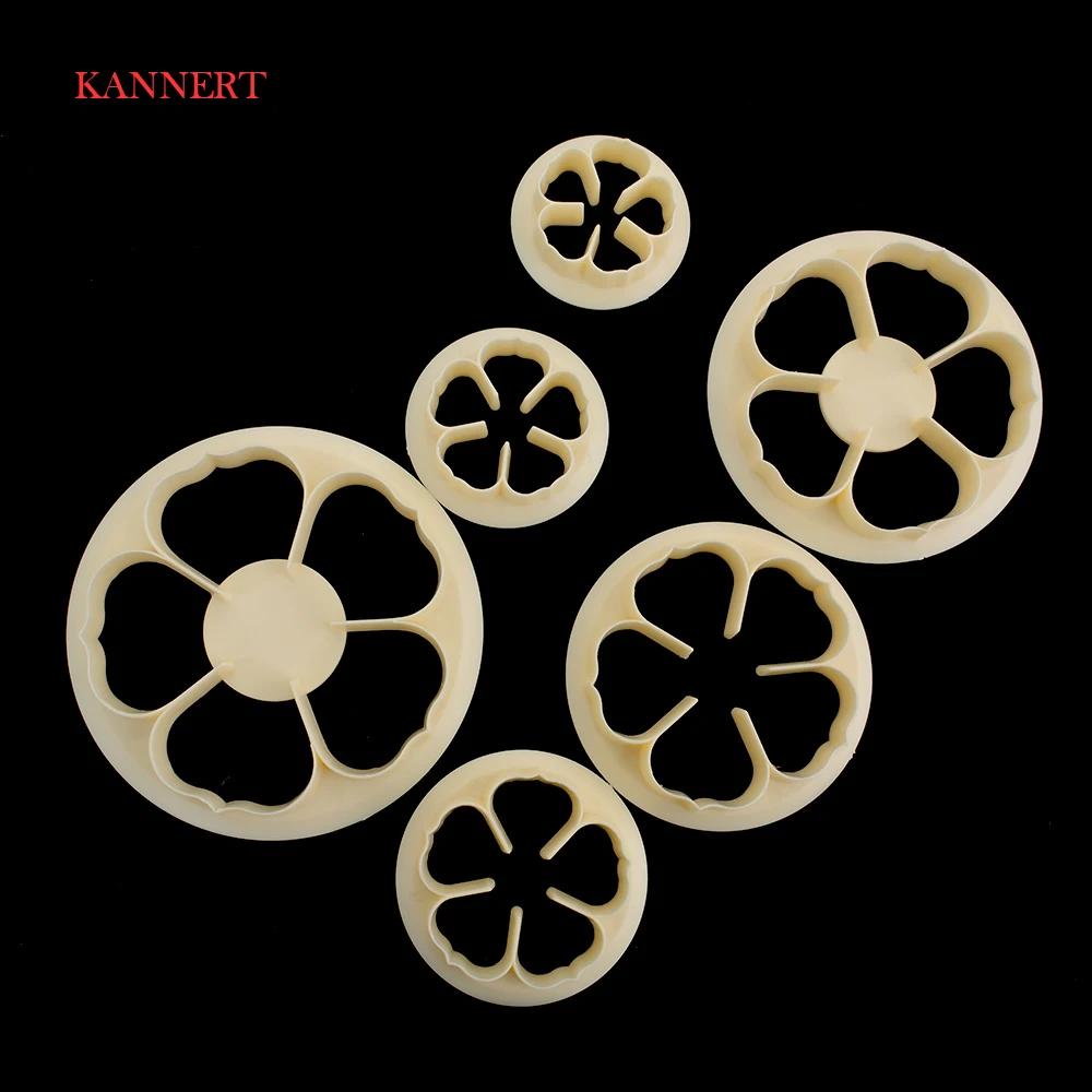 

KANNERT 6Pcs Foody Mine Fondant Cake Sugarcraft Rose Flower Decorating DIY Cookie Mold Gum Paste Cutter Tool