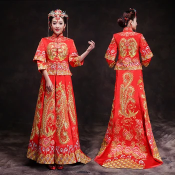 vintage Chinese style formal dress royal phoenix wedding cheongsam costume red bride traditional Tang suit Embroidery Qipao New
vintage Chinese style formal dress royal phoenix wedding cheongsam costume red bride traditional Tang suit Embroidery Qipao New