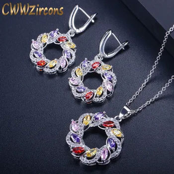 CWWZircons Top Quality Big Drop Cubic Zirconia Hoop Earrings And Necklace Fashion Famous Brand Women Colorful Jewelry Sets T292
CWWZircons Top Quality Big Drop Cubic Zirconia Hoop Earrings And Necklace Fashion Famous Brand Women Colorful Jewelry Sets T292