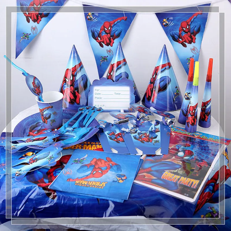 Spiderman Theme Birthday Party Decor Paper Plate Cup Napkin Banner/Flag Candy Box Straw Tableware Set Baby Shower Party Supplies
Spiderman Theme Birthday Party Decor Paper Plate Cup Napkin Banner/Flag Candy Box Straw Tableware Set Baby Shower Party Supplies