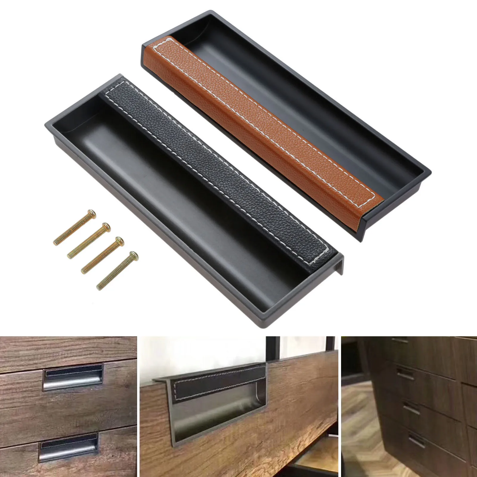 DRELD 160mm PU Leather Metal Hidden Drawer Handle Conceal Recessed Built-in Pull Handle For Cabinet Wardrobe Door Furniture
DRELD 160mm PU Leather Metal Hidden Drawer Handle Conceal Recessed Built-in Pull Handle For Cabinet Wardrobe Door Furniture