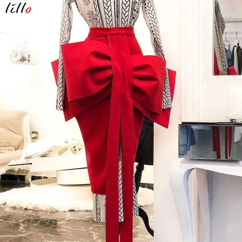 Unique Design Red Bow Skirt New Slim Skirt Elegant Women Pleated Skirt High Waist Knee Length Vintage Skirt Red Curve Large Zipp
Unique Design Red Bow Skirt New Slim Skirt Elegant Women Pleated Skirt High Waist Knee Length Vintage Skirt Red Curve Large Zipp