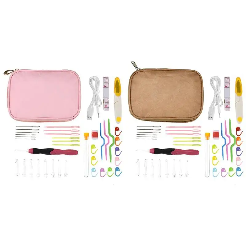 9pcs Crochet Hooks Sewing Kit TPR Handle Aluminum + Soft Handle Needles Knit Craft Storage Bags Tool Clothes Pocket w/ Crochet B
9pcs Crochet Hooks Sewing Kit TPR Handle Aluminum + Soft Handle Needles Knit Craft Storage Bags Tool Clothes Pocket w/ Crochet B