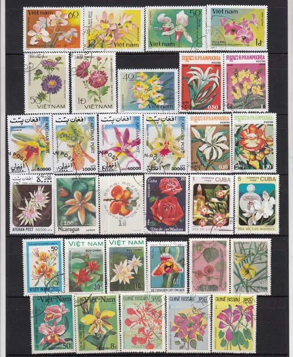 Description Picture 5 of item50Pcs/Set Flowers All Different From Many Countries NO Repeat With Postmark Postage Stamps for Collecting