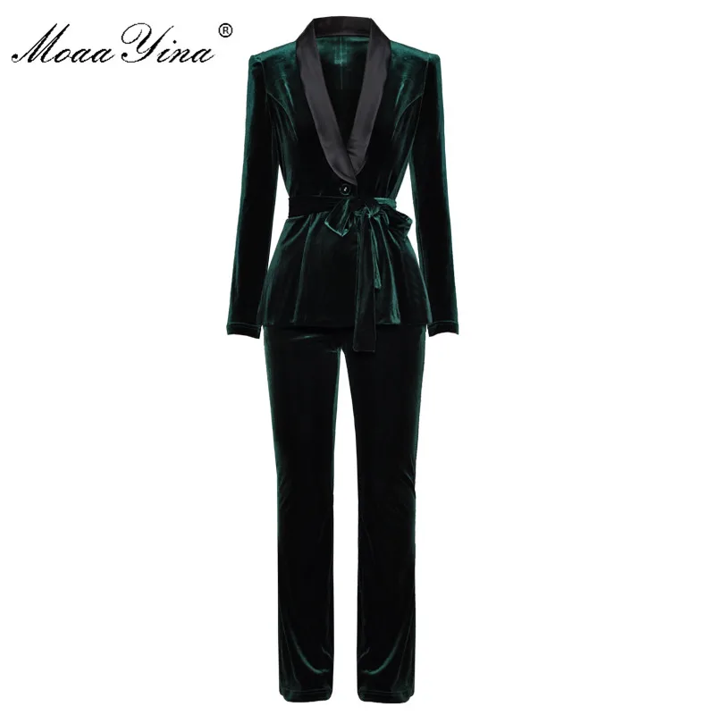 MoaaYina Fashion Designer Velvet Set Summer Autumn Winter Women V-neck Long sleeve Lace-Up Slim Elegant Tops+Pencil pants Suit
MoaaYina Fashion Designer Velvet Set Summer Autumn Winter Women V-neck Long sleeve Lace-Up Slim Elegant Tops+Pencil pants Suit