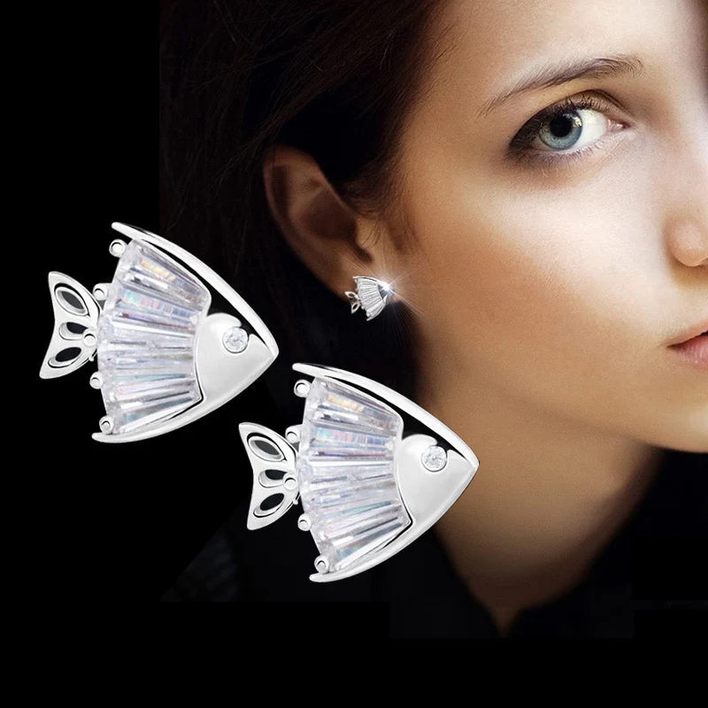 2019 New Arrival Silver Color Cute Small Goldfish Stud Earrings Shiny Cubic Zirconia Ocean Fish Animal Earrings for Women
2019 New Arrival Silver Color Cute Small Goldfish Stud Earrings Shiny Cubic Zirconia Ocean Fish Animal Earrings for Women