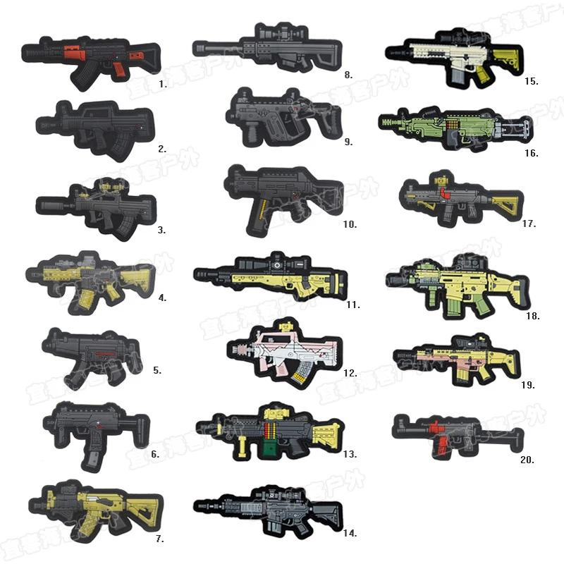 Gun shape PVC Patches 8cm DIY Appliques Accessory Hoop Assault PISTOL RIFLE Sniper Military army
Gun shape PVC Patches 8cm DIY Appliques Accessory Hoop Assault PISTOL RIFLE Sniper Military army