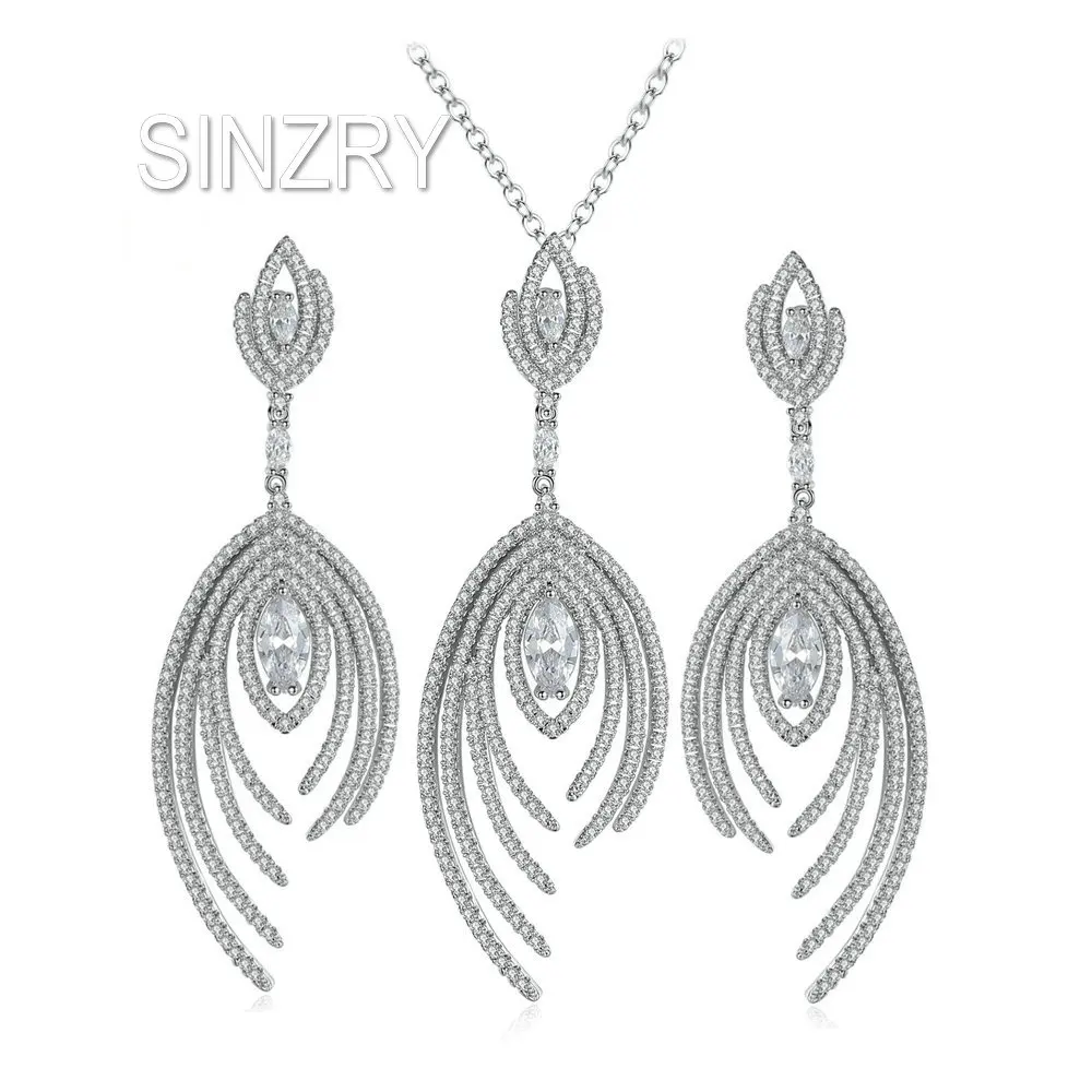 SINZRY new Luxury party jewelry set white gold color party cubic zircon micro paved pendant necklace earring jewelry sets
SINZRY new Luxury party jewelry set white gold color party cubic zircon micro paved pendant necklace earring jewelry sets