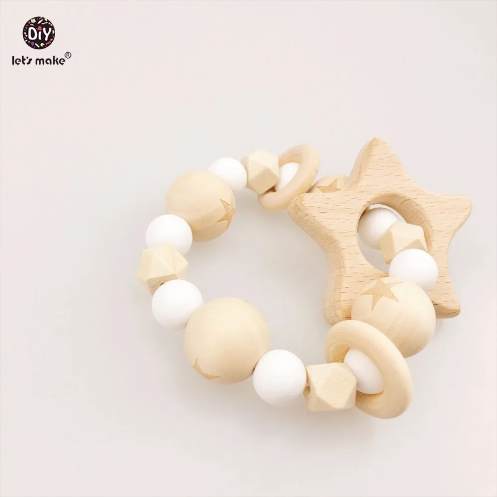 Let's Make Baby Nursing Star Bracelet Wooden Teether Beads DIY Jewelry Teething Silicone Beads Pram toy Bracelets Baby Rattle
Let's Make Baby Nursing Star Bracelet Wooden Teether Beads DIY Jewelry Teething Silicone Beads Pram toy Bracelets Baby Rattle