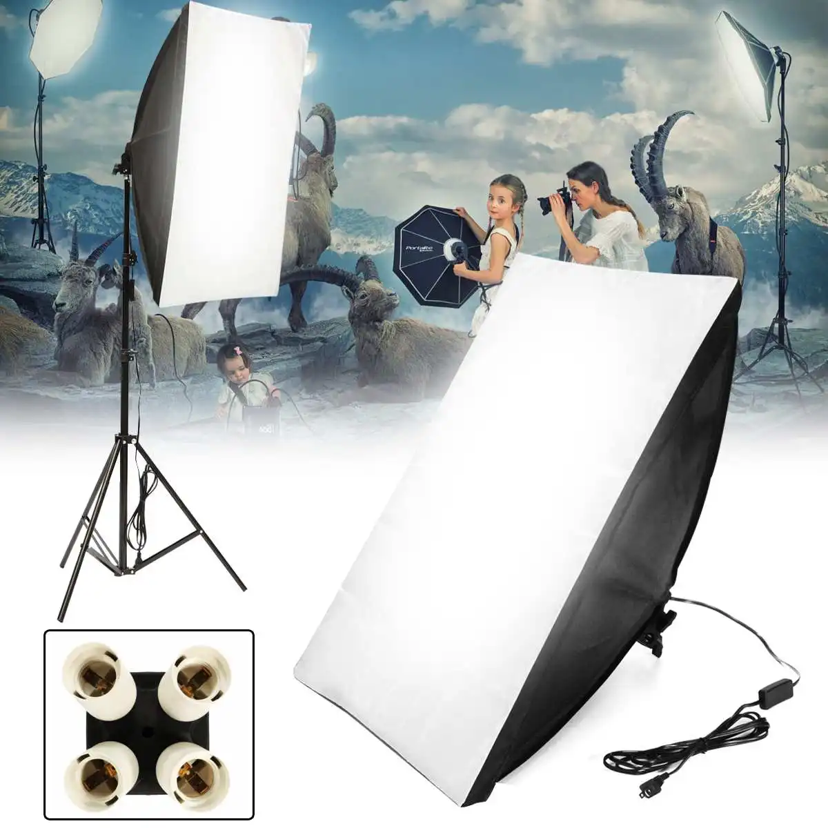 Photo Video Studio Kit Lighting Softbox 50*70cm + E27 Socket Lamp Head Holder + Carry Bag
Photo Video Studio Kit Lighting Softbox 50*70cm + E27 Socket Lamp Head Holder + Carry Bag