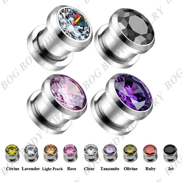 BOG-5Pairs Large Zircon Crystal Stainless Steel Pressed Fit CZ Gem Tunnel Screw Fit Ear Tunnels Plugs Earlets Gauges
BOG-5Pairs Large Zircon Crystal Stainless Steel Pressed Fit CZ Gem Tunnel Screw Fit Ear Tunnels Plugs Earlets Gauges