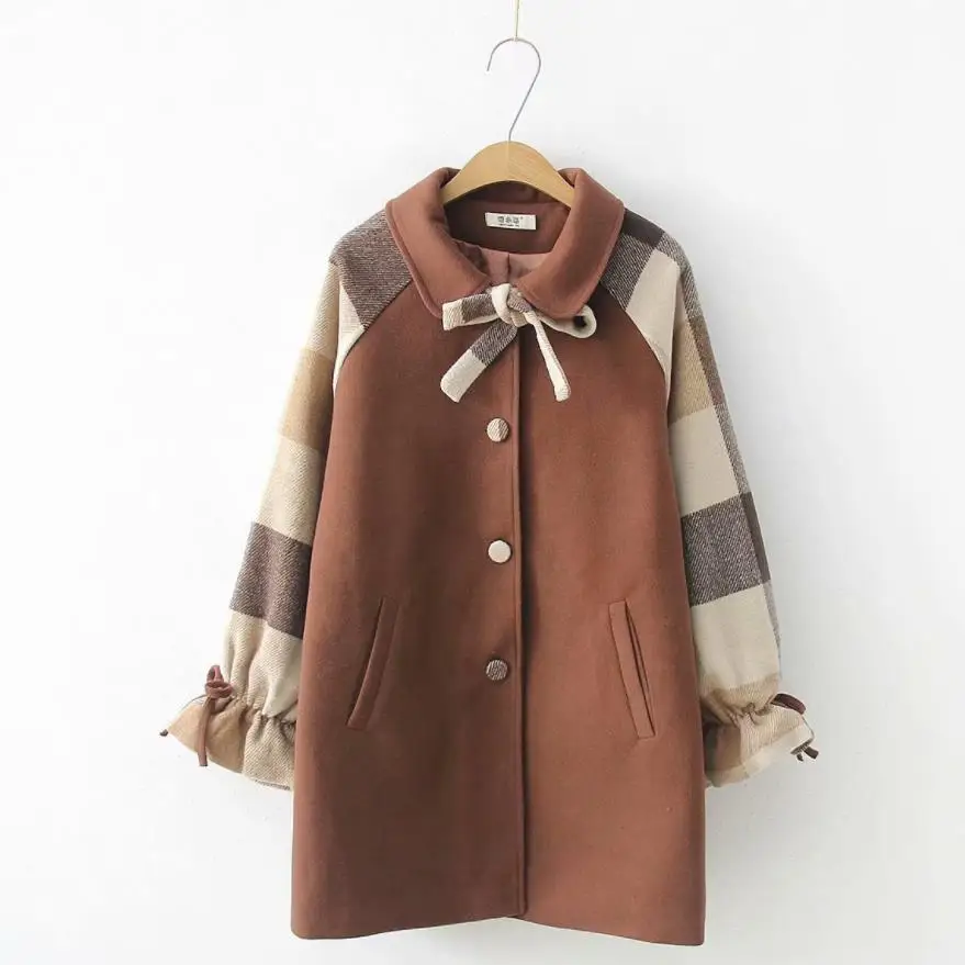 Plaid patchwork bow thicken cotton In The Long Paragraph coats female Flare sleeve loose jackets women Woolen outerwear gx1709
Plaid patchwork bow thicken cotton In The Long Paragraph coats female Flare sleeve loose jackets women Woolen outerwear gx1709