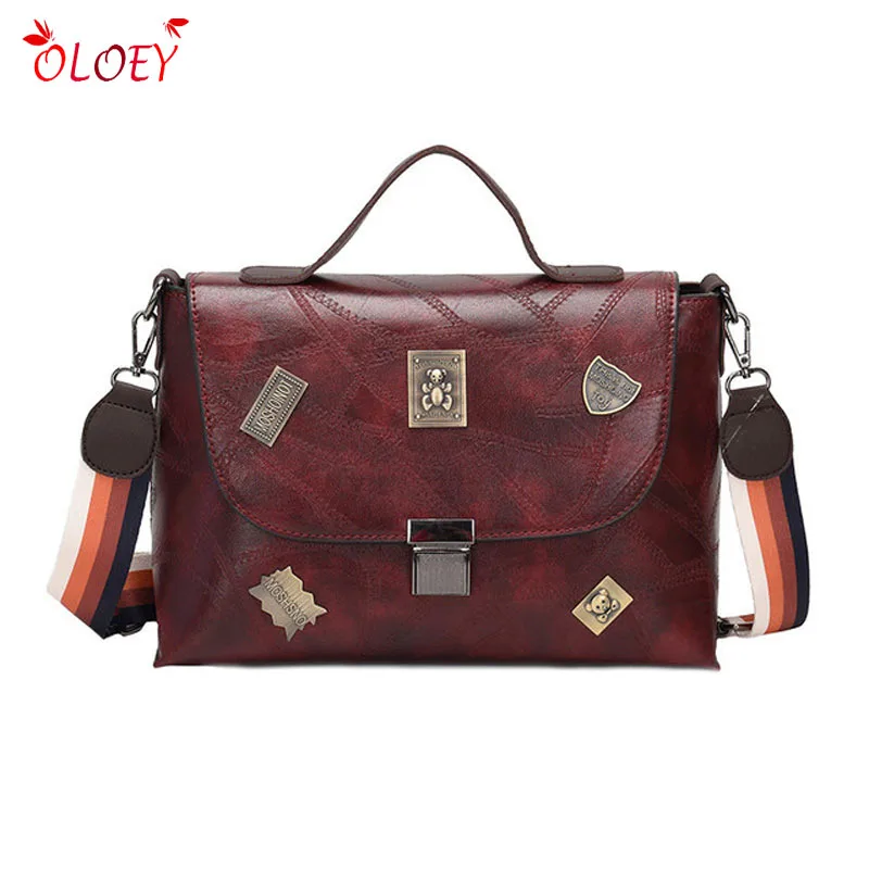 Фото OLOEY бренд для женщин курьерские Сумки сумки через плечо 2018 PU кожаные сумочки дамы