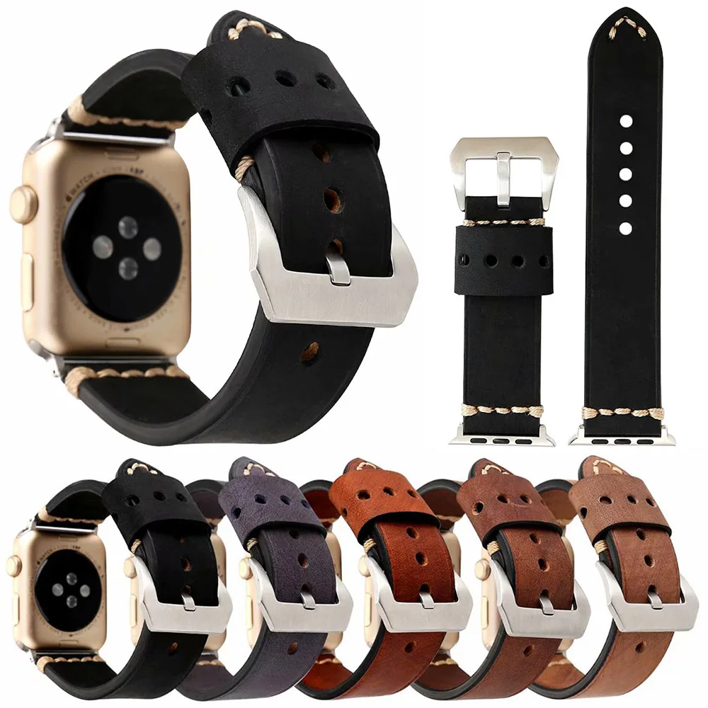 Retro Leather Strap Porous Style Bracelet for Apple Watch Band Series 5 4 3 2 1 Wrist Belt for iWatch 40/44/38/42mm WristBand
Retro Leather Strap Porous Style Bracelet for Apple Watch Band Series 5 4 3 2 1 Wrist Belt for iWatch 40/44/38/42mm WristBand