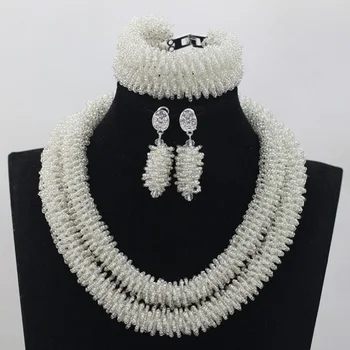 Popular White Nigerian Crystal Beads Necklace Set African Wedding Party Jewelry Set Silver Plated Jewelry Free Shipping ANJ039
Popular White Nigerian Crystal Beads Necklace Set African Wedding Party Jewelry Set Silver Plated Jewelry Free Shipping ANJ039