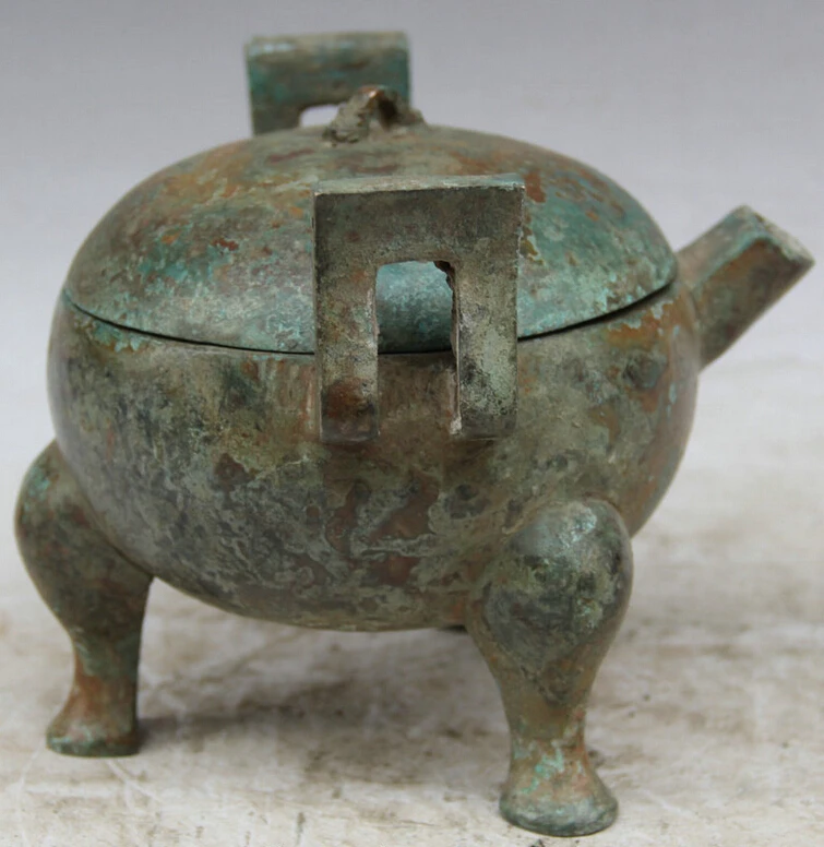 S1977 7" Old Chinese dynasty Bronze Folk 3 Foot handle food water vessel Pot Jar Crock D0318
S1977 7" Old Chinese dynasty Bronze Folk 3 Foot handle food water vessel Pot Jar Crock D0318