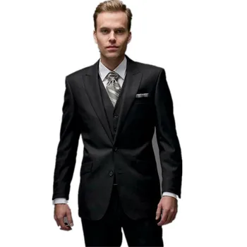 New Arrival Black Grooms Tuxedos Slim Fit Men Suits For Wedding Peaked Lapel Three-Piece Groomsmen Suit Two Button
New Arrival Black Grooms Tuxedos Slim Fit Men Suits For Wedding Peaked Lapel Three-Piece Groomsmen Suit Two Button