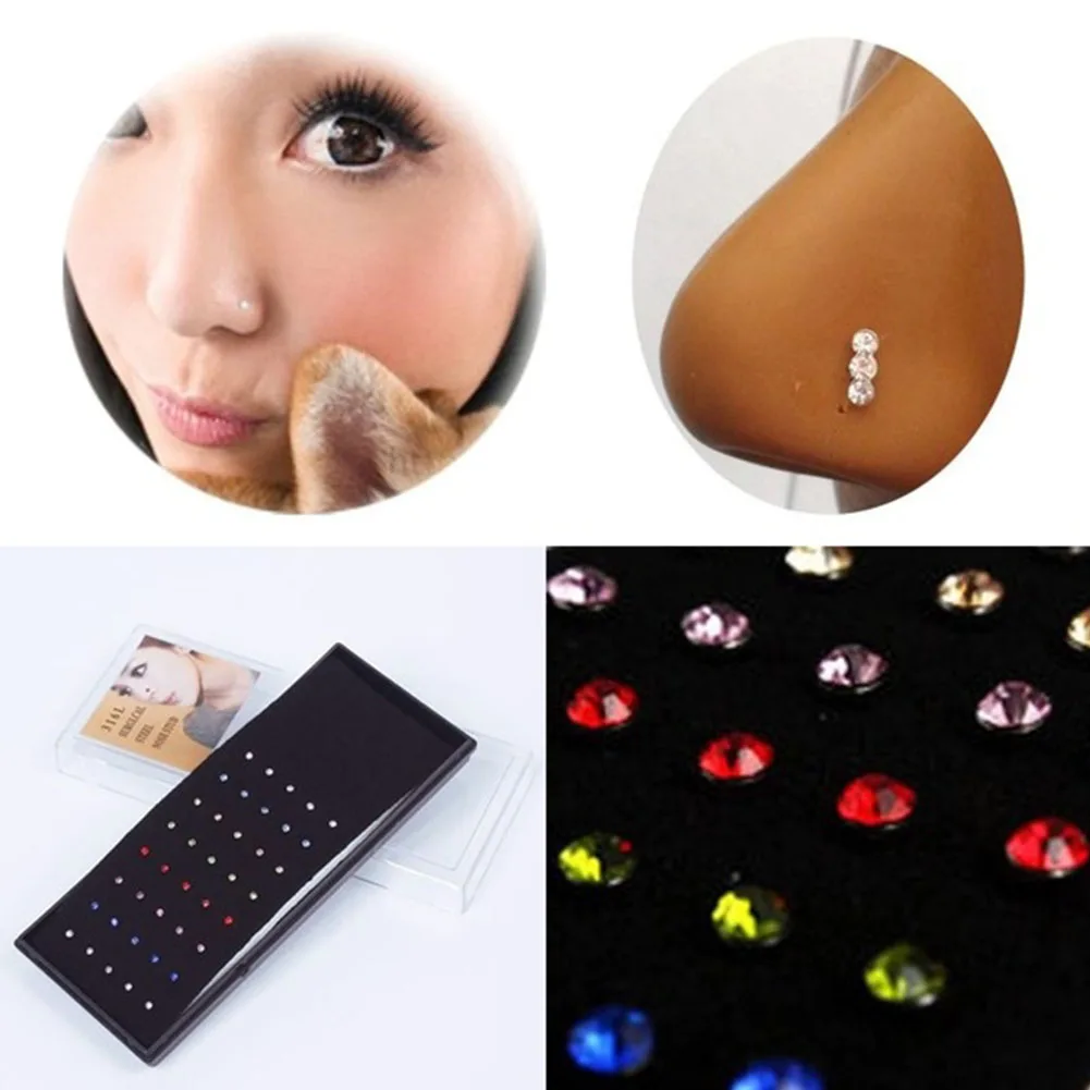 40Pcs/Set Rhinestone nose ring Of Women Lady Piercing Nose Stud Pin Silver Elegant Body Piercing Jewelry
40Pcs/Set Rhinestone nose ring Of Women Lady Piercing Nose Stud Pin Silver Elegant Body Piercing Jewelry