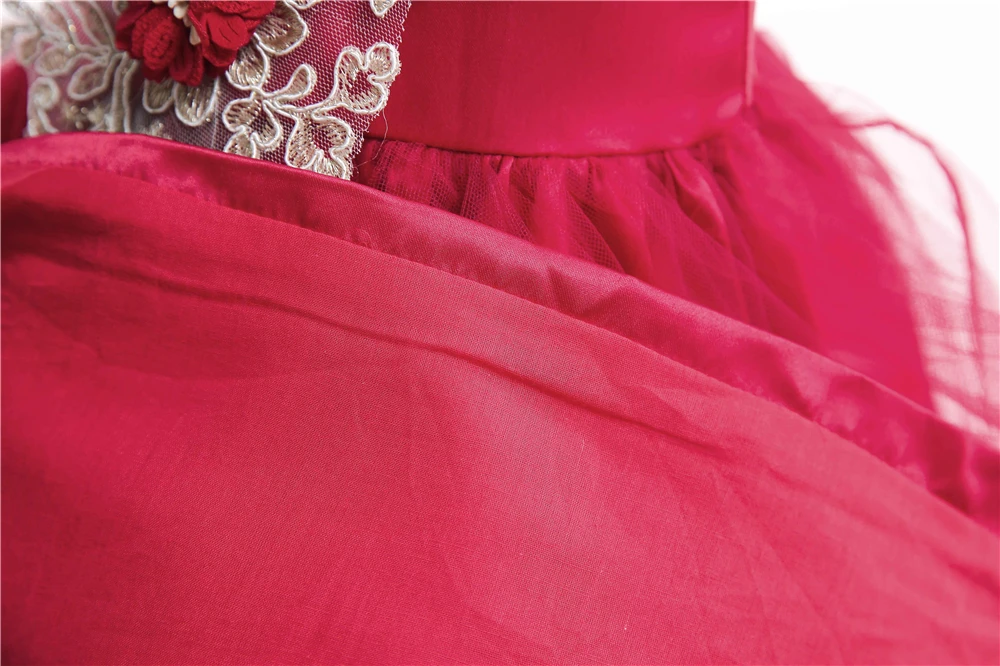 Flower Girls Dress 2018 New V neck Princess Party Children Wedding Dresses For Girls Costumes Cute Tulle Kids Dresses 10 Years (12)