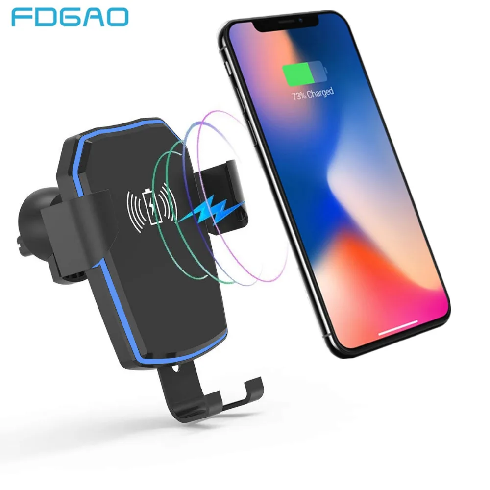 

Fdgao Qi Wireless Car Charger Gravity Car Mount Air Vent Phone Holder USB 10W Fast Charge for iPhone XS XR Max X 8 Samsung S9 S8